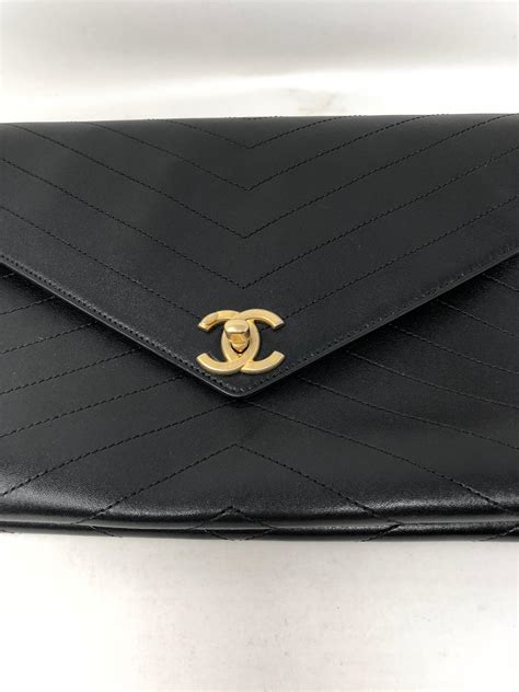 chanel black envelope clutch|Chanel clutch.